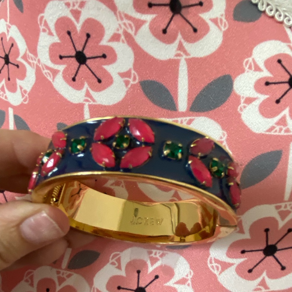 Gold and Pink Floral BraceletJ Crew